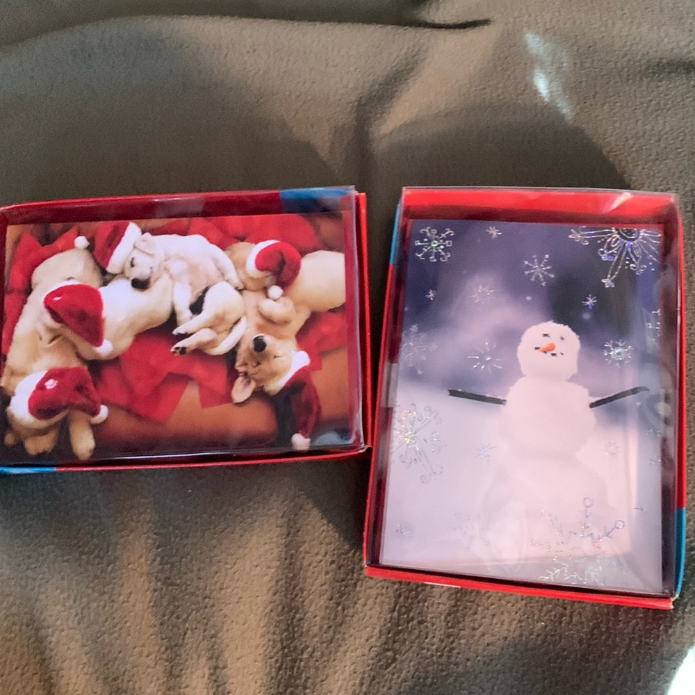 NIB Puppies cards. 15 cards/16 envelopes. Snowman 11 cards/12 envelopes